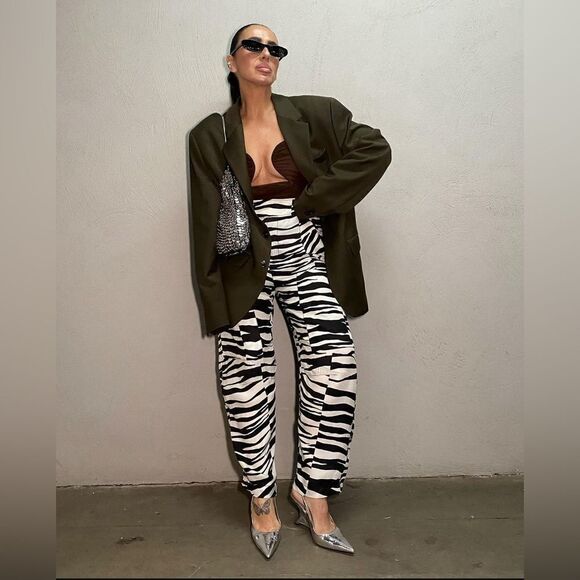 Zara Studio Limited Collection Zebra Print Pants New - Picture 15 of 16